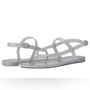 NEW STUART WEITZMAN Summer Jelly Sandals Size 7 in clear glitter